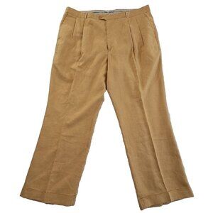 Club Cabana Pleated 100% Linen Pants Men's 42x30 Cuffed Natural Hue EUC Vacation
